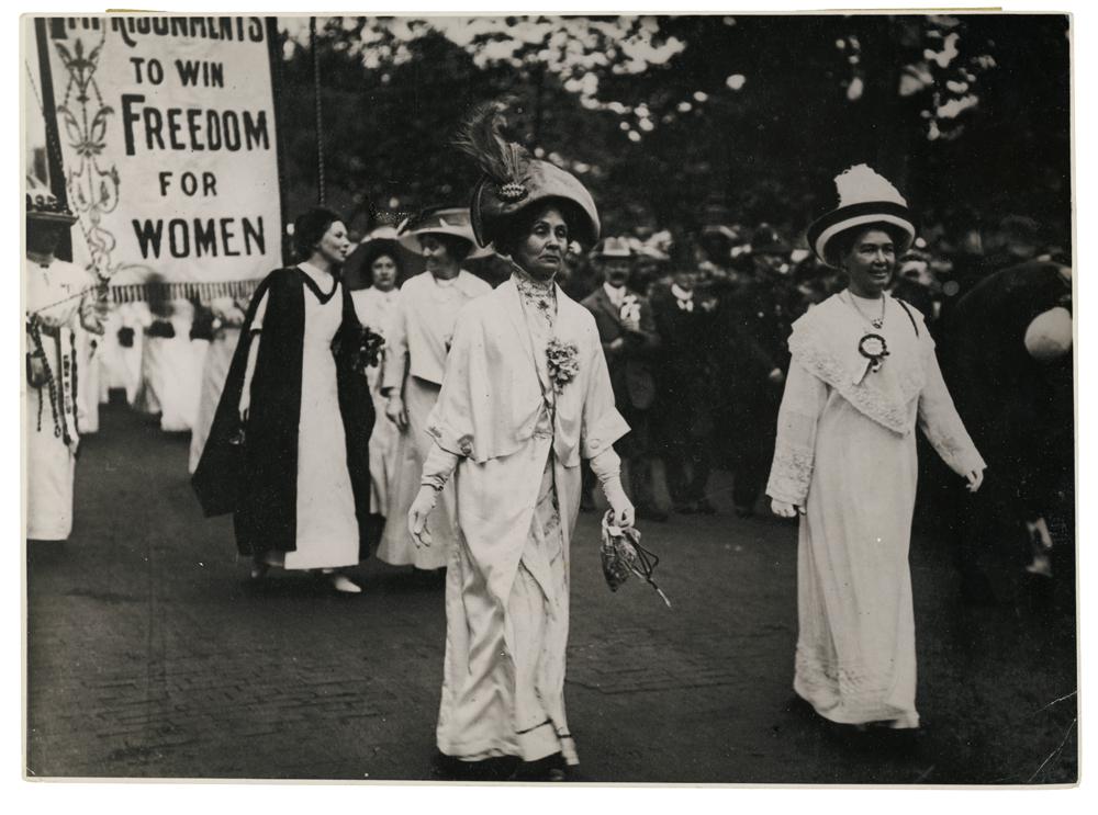 British suffragettes marching in 1911.