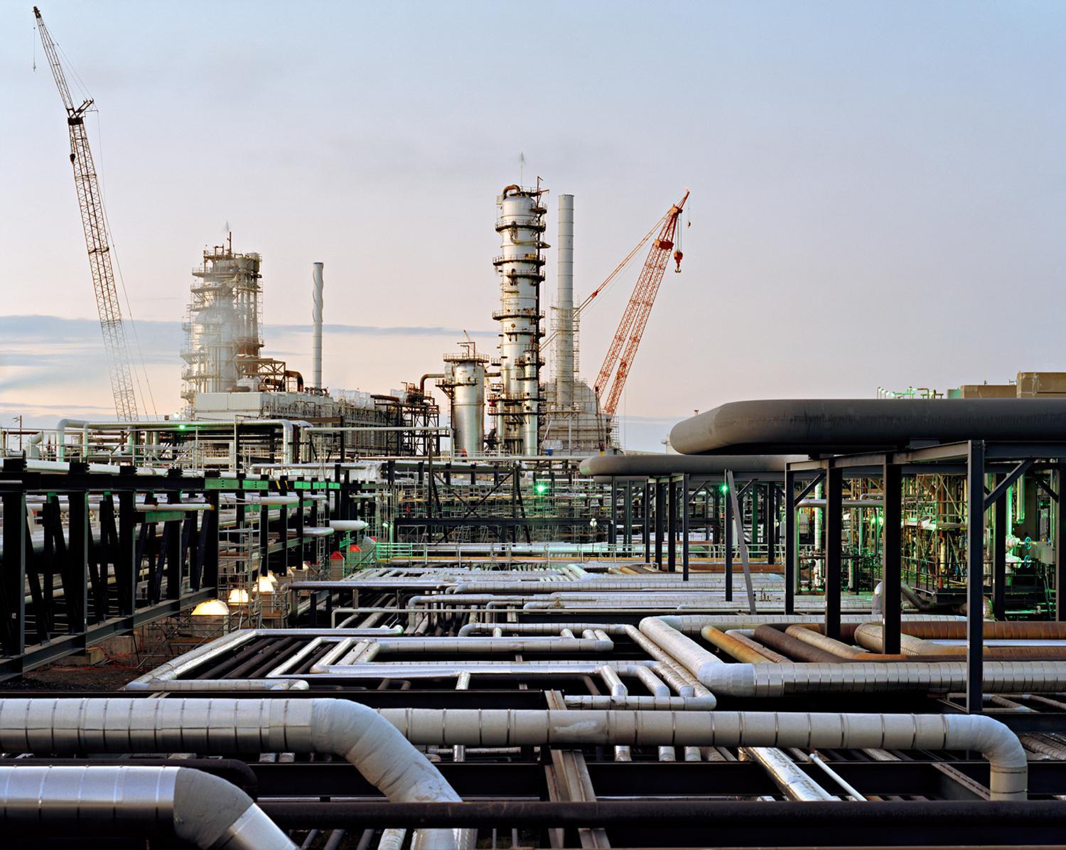 Photograph by Edward Burtynsky. Image of oil refineries in St John, New Brunswick.