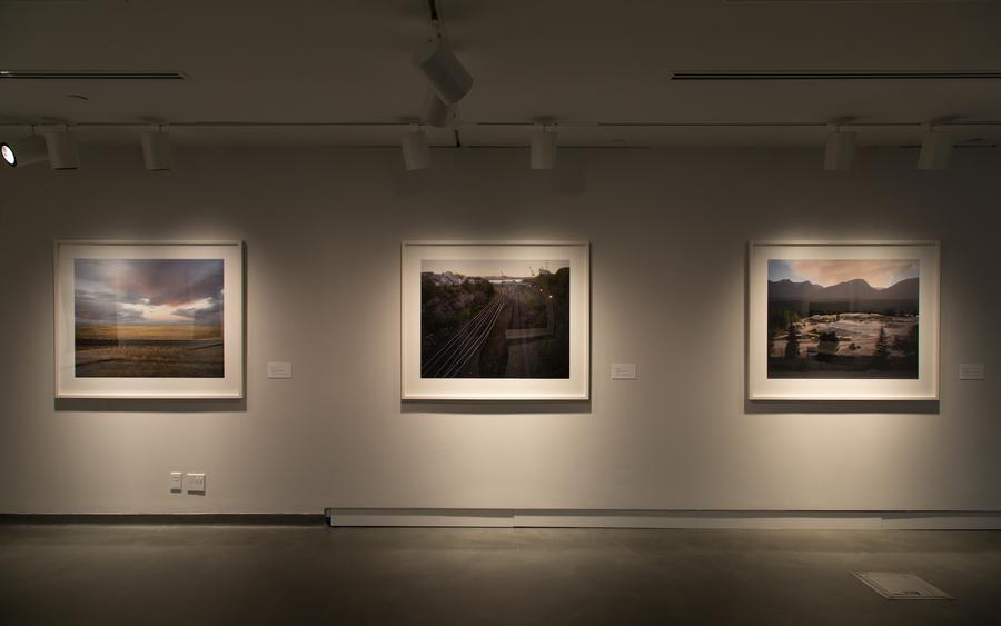 Three photographs of rural Canada in white frames