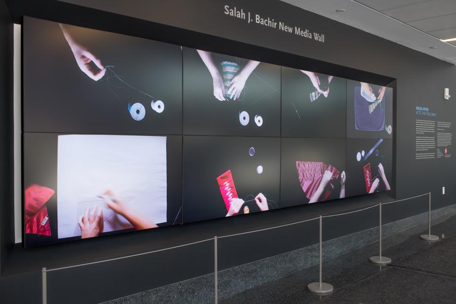 A video playing on a media wall with 8 screens