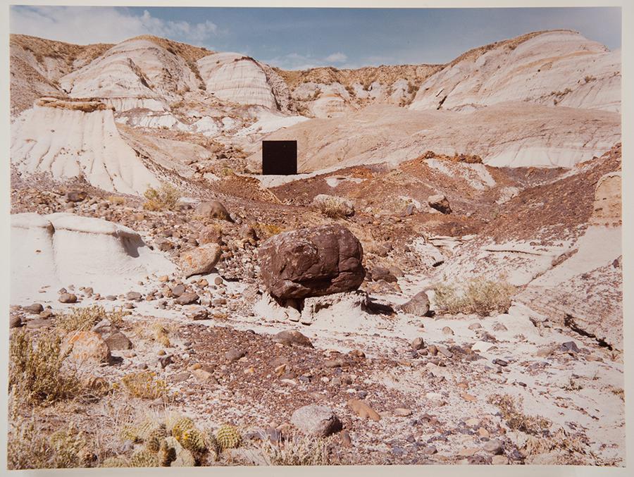 A black square in the middle of the desert