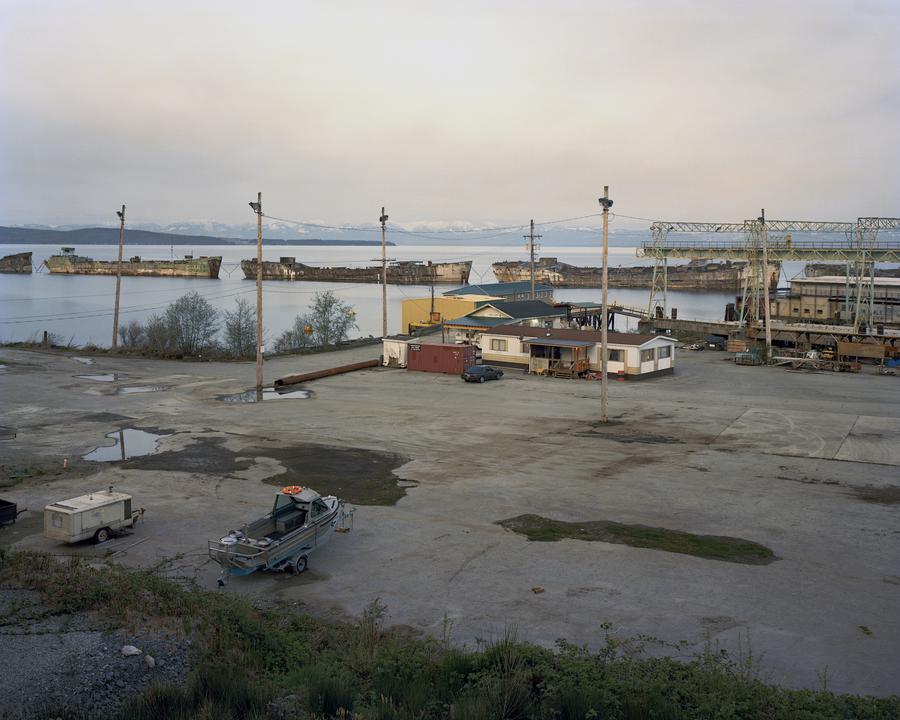 A run-down water-front parking lot