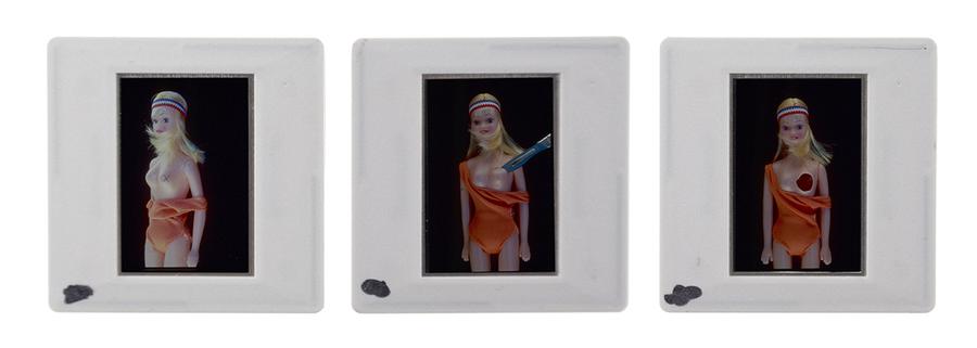 Negatives of series work taking pictures of Barbie dolls from 1982.