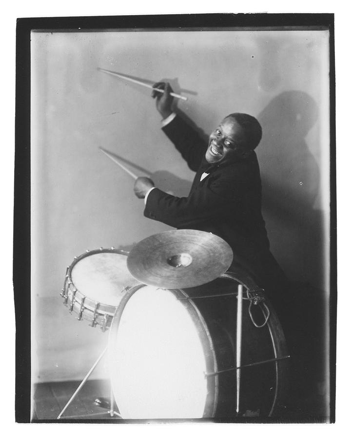 Photo of Buddy Gilmore posing with a drumkit.