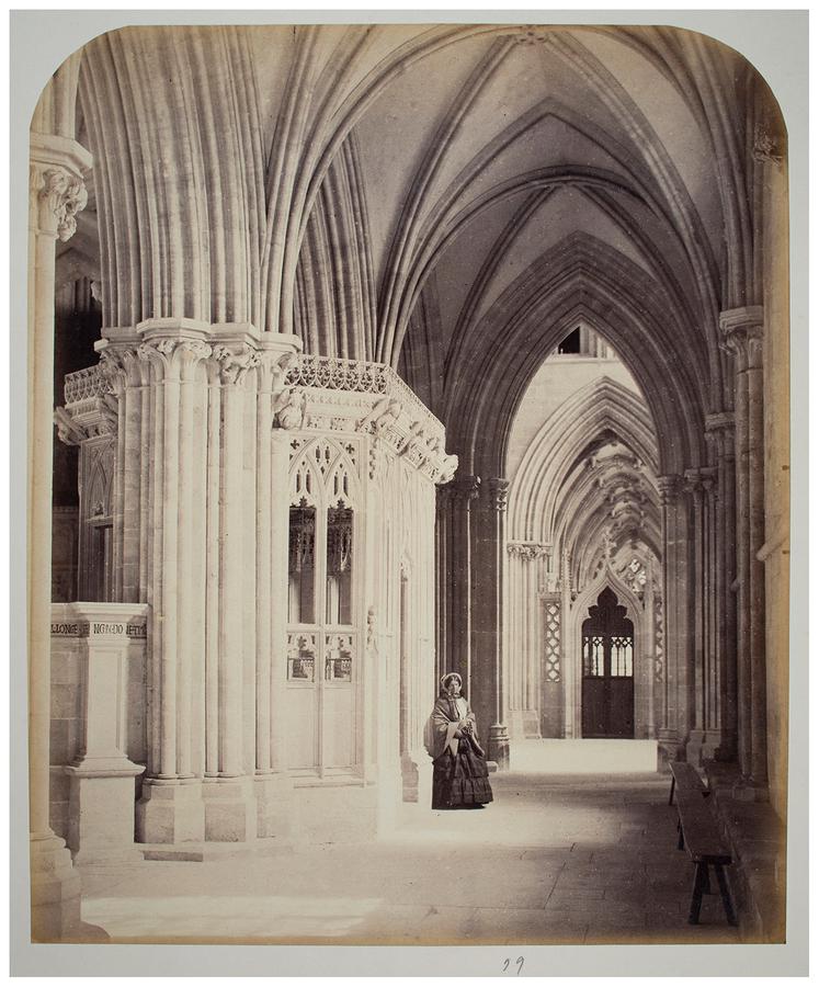 Black and white photograph depicting the interior of a church. Photograph by Francis Bedford.