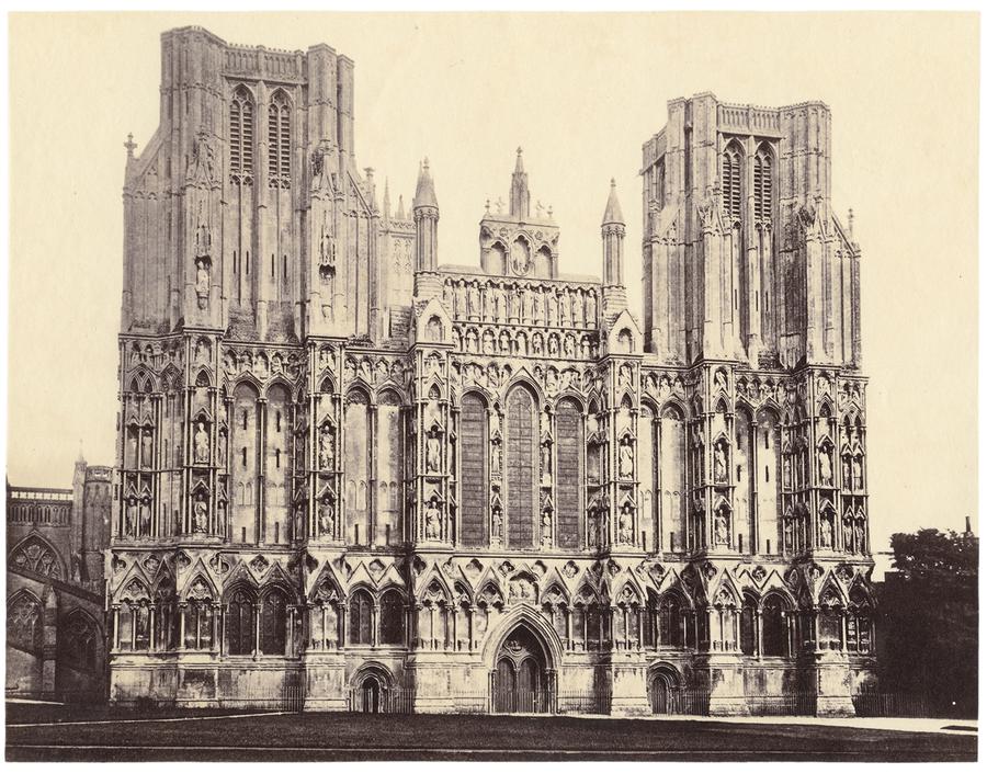 Black and white photograph depicting the exterior of a cathedral. Photograph by Francis Bedford.