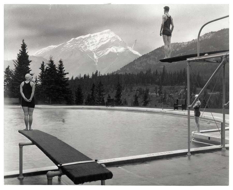 Swimming pool at Banff Springs Hotel in Alberta in 1928.