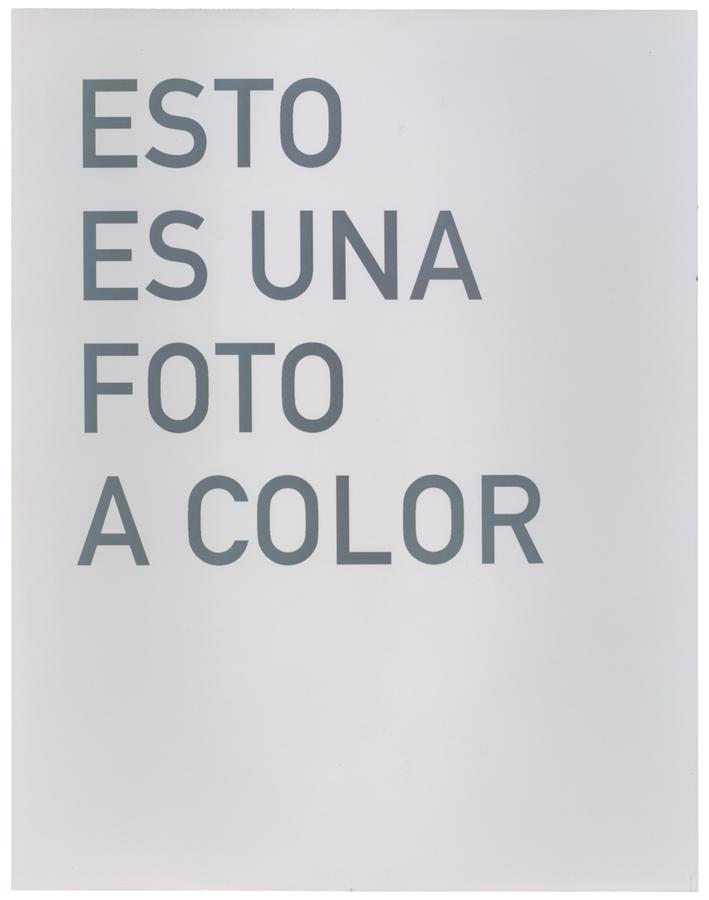 Grey page reading "ESTO ES UNA FOTO A COLOR"