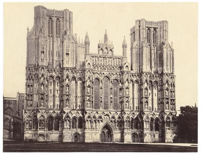 Black and white photograph depicting the exterior of a cathedral. Photograph by Francis Bedford.